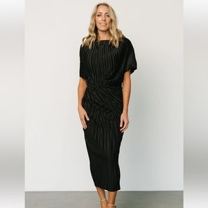 Baltic Born black pleated midi dress, size XL.